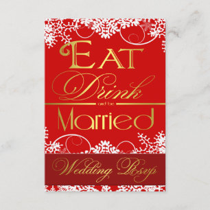 Tarjetas RSVP de Boda de Snowflake de Blanco Rojo