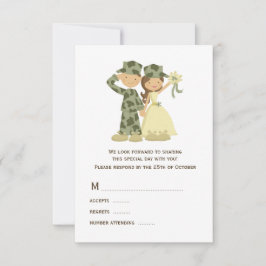 Tarjetas RSVP de boda de soldados y novias