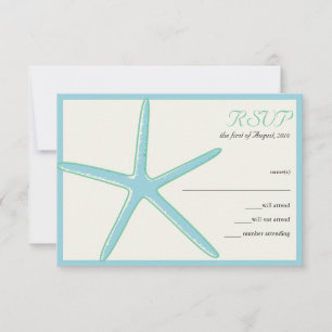 Tarjetas RSVP de Boda de Starfish Aquamarine Weddi