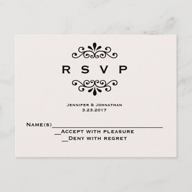 Tarjetas RSVP de boda de tipografía de época (Anverso)