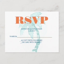 Tarjetas RSVP de boda de tipografía de palmas