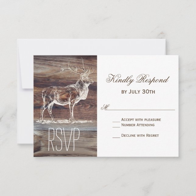 Tarjetas RSVP de Boda de Vida Silvestre Rustic Woo (Anverso)