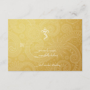 Tarjetas RSVP de Boda de Vinayaka de Oro