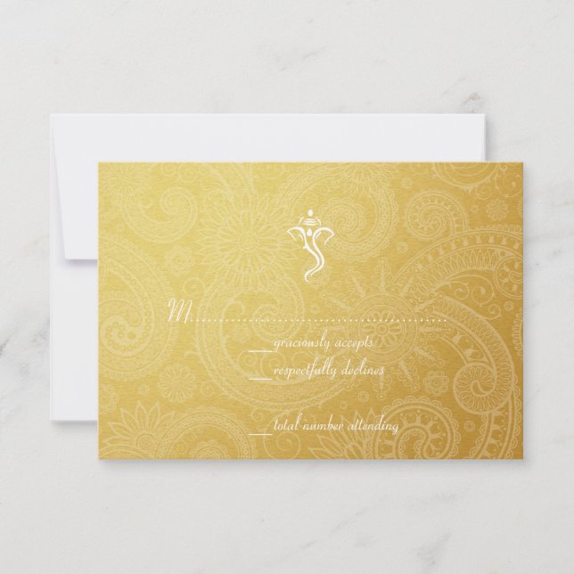 Tarjetas RSVP de Boda de Vinayaka de Oro (Anverso)