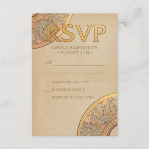 Tarjetas RSVP de boda Deco de Nouveau de Oro