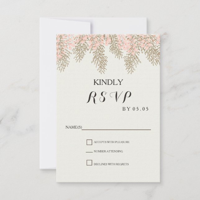 tarjetas RSVP de boda dorada de marfil (Anverso)