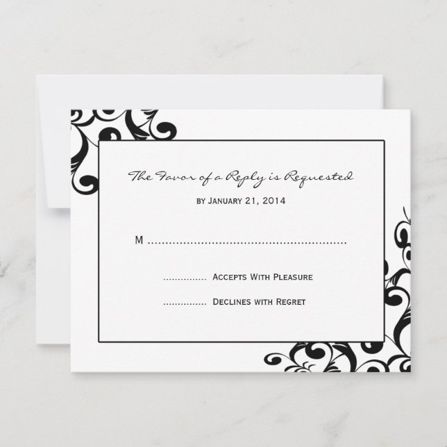 Tarjetas RSVP de boda elegante (Anverso)