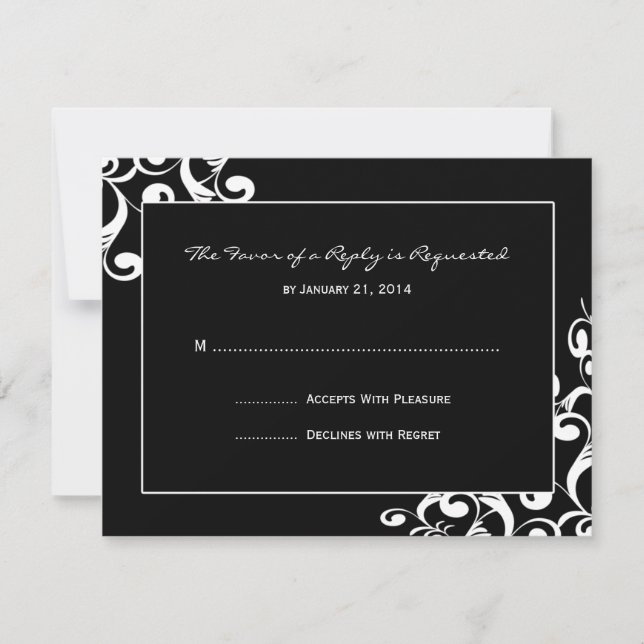 Tarjetas RSVP de boda elegante (Anverso)