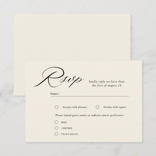 Tarjetas RSVP de boda elegante de caligrafía de es (Anverso / Reverso)