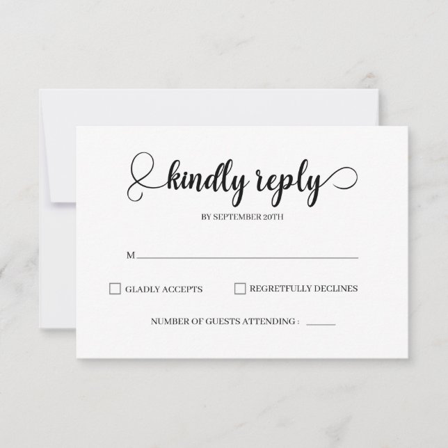 Tarjetas RSVP de Boda Elegante y Simple (Anverso)