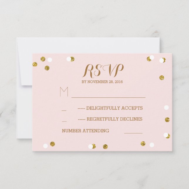 Tarjetas RSVP de boda elegantes para el confetti d (Anverso)