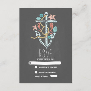 tarjetas RSVP de boda en la playa náutica