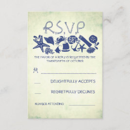 tarjetas RSVP de boda en la playa náutica