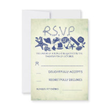 tarjetas RSVP de boda en la playa náutica