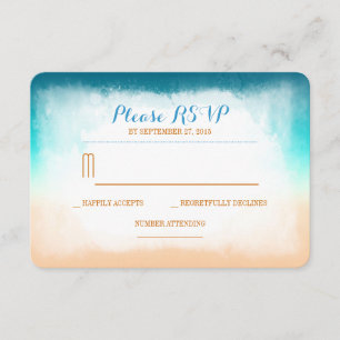 Tarjetas RSVP de boda en playa azul