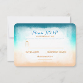 Tarjetas RSVP de boda en playa azul