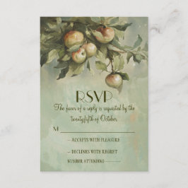 Tarjetas RSVP de boda en un jardín de manzanas