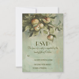 Tarjetas RSVP de boda en un jardín de manzanas