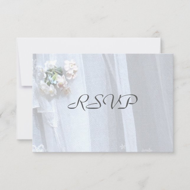 Tarjetas RSVP de boda, encaje vintage (Anverso)