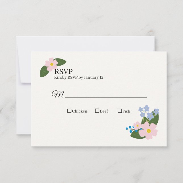 Tarjetas RSVP de boda Flor rosa (Anverso)