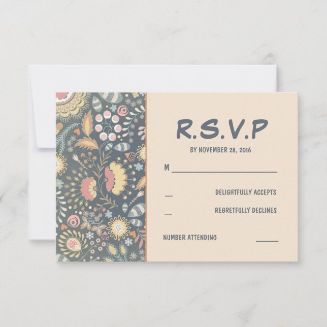Tarjetas RSVP de boda floral (Anverso)