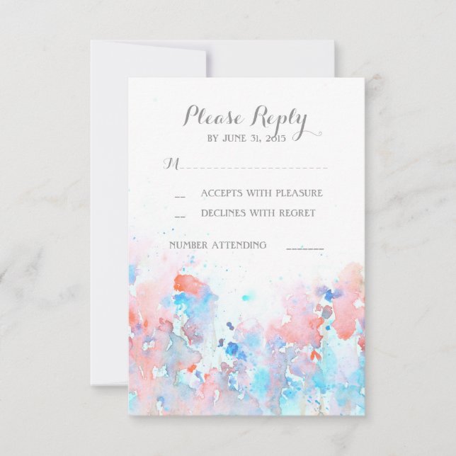 Tarjetas RSVP de boda floral acuarela (Anverso)