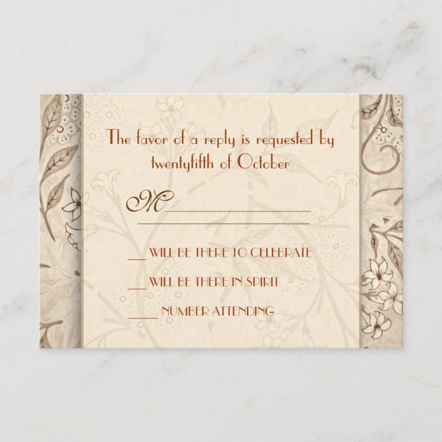 tarjetas RSVP de boda floral clásica (Anverso)