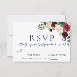 Tarjetas RSVP de boda floral de la Marina Rustica 