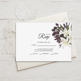 Tarjetas RSVP de boda floral de lirio blanco y cir