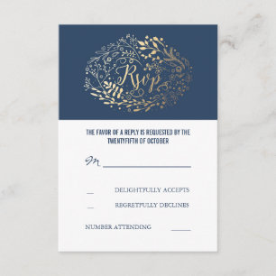 Tarjetas RSVP de Boda Floral de Marina y Oro