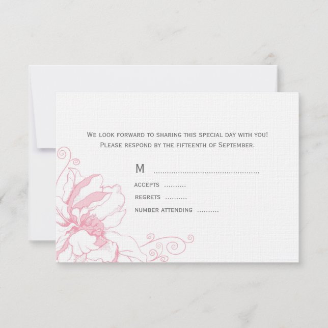 Tarjetas RSVP de boda floral Delicada (Anverso)