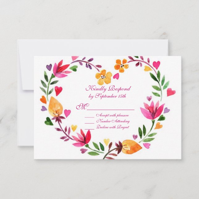 Tarjetas RSVP de boda floral moderna (Anverso)