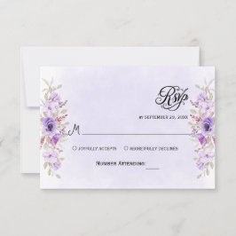 Tarjetas RSVP de Boda Floral Purple de lujo