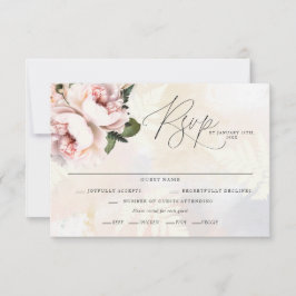 Tarjetas RSVP de boda floral rosa Rubor
