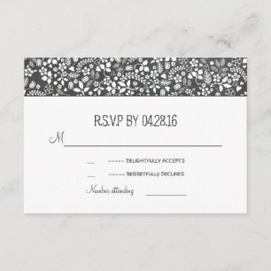 Tarjetas RSVP de Boda Floral Rústica de Chalkboard