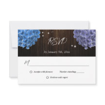 Tarjetas RSVP de Boda Floral Rustica Púrpura y Azu