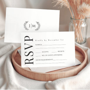 Tarjetas RSVP de boda floral simple y en blanco ne