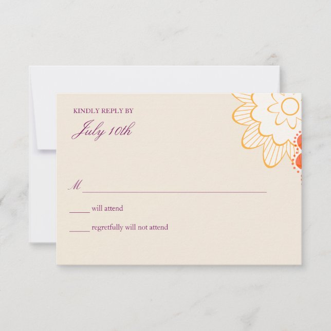 Tarjetas rsvp de boda floral y con encanto (Anverso)