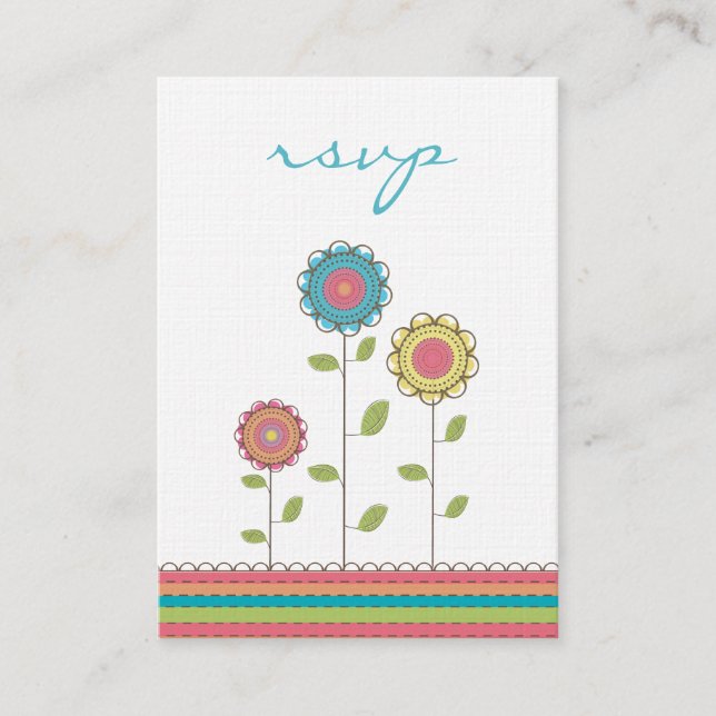 Tarjetas RSVP de boda - Flores vectoriales moderna (Anverso)