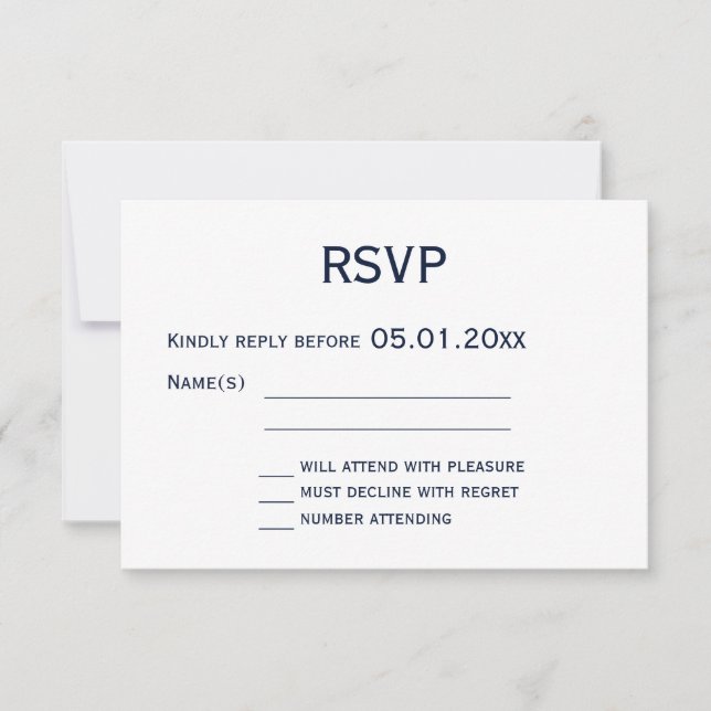 Tarjetas RSVP de Boda Gay Azul Y Blanca (Anverso)