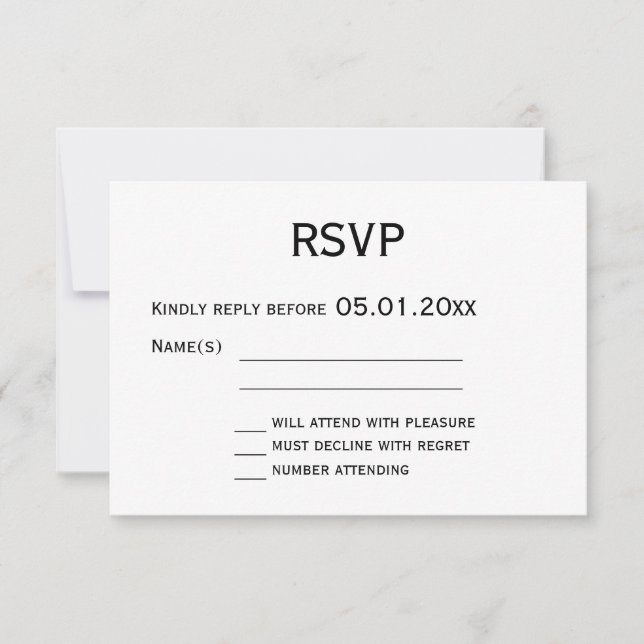 Tarjetas RSVP de boda gay blanca y negra personali (Anverso)