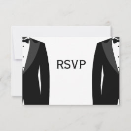 Tarjetas RSVP de Boda Gay Negra Y Blanca