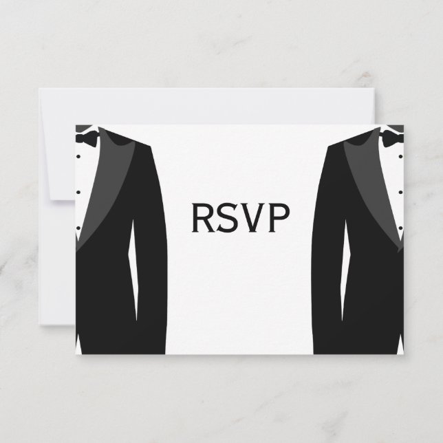 Tarjetas RSVP de Boda Gay Negra Y Blanca (Reverso)