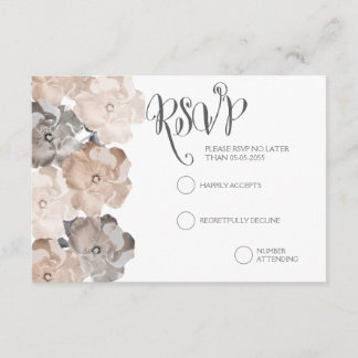 Tarjetas RSVP de Boda Gris para Rosas Vintage