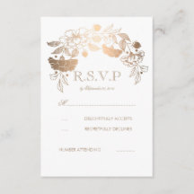 Tarjetas RSVP de Boda Laurel de oro y White Peonie