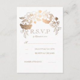 Tarjetas RSVP de Boda Laurel de oro y White Peonie
