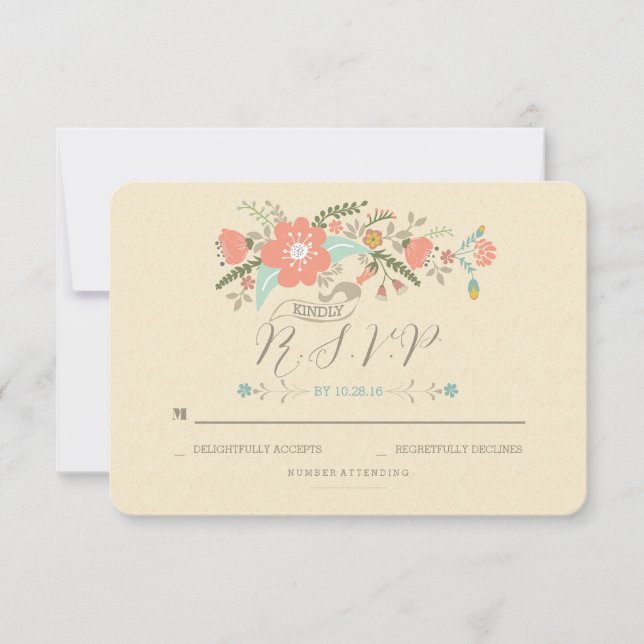 tarjetas RSVP de boda manuscritas florines (Anverso)