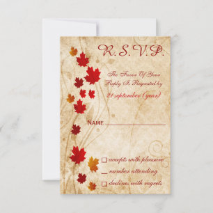 tarjetas rsvp de boda marrón otoño