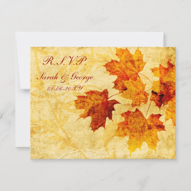 tarjetas rsvp de boda marrón otoño (Anverso)