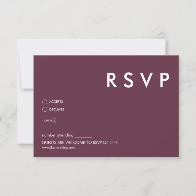 Tarjetas RSVP de boda minimalista (Anverso)